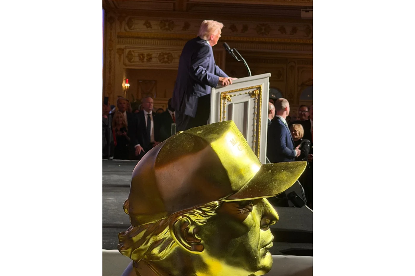 Republican Coalition Presents President Donald J. Trump Bust as a Gift to the Republican Party in the Presence of President Trump at Mar-a-Lago